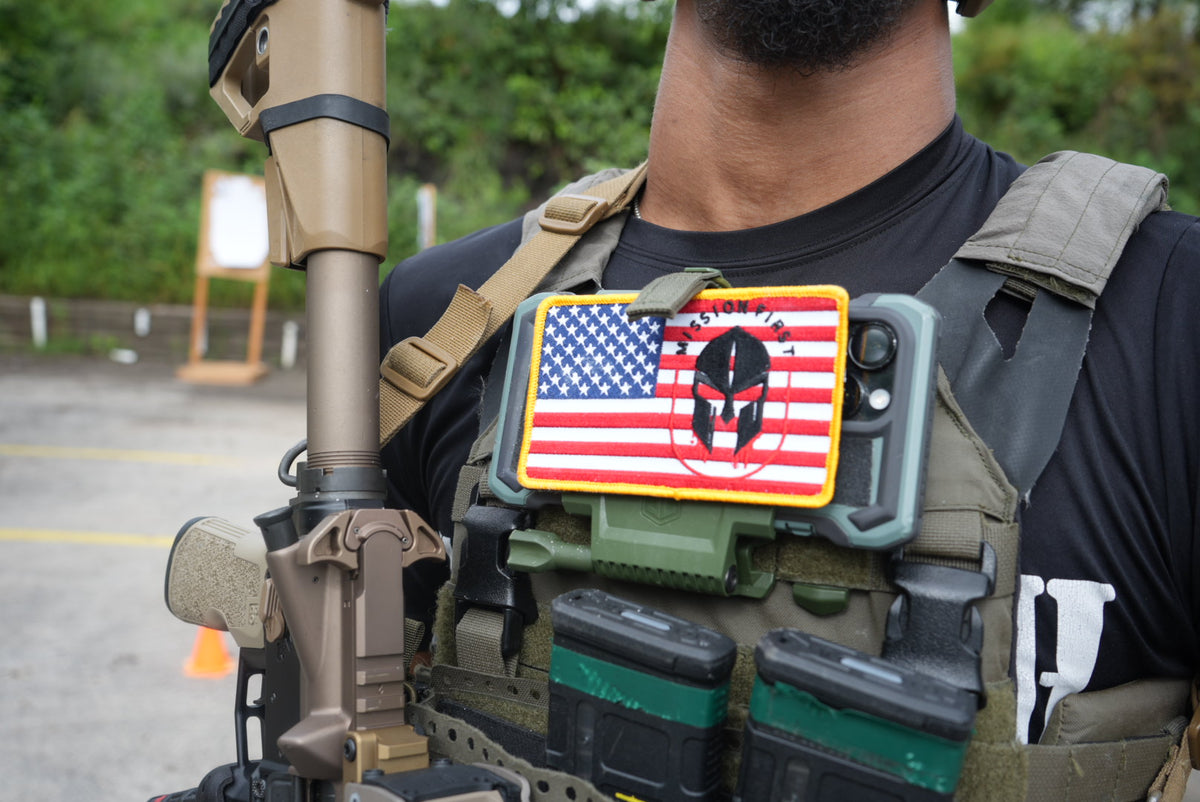 Mission First – Embroidered American Flag Patch | Limited Edition 3×5